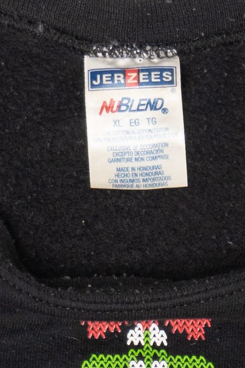 Vintage Black Jerzees Unicorns Ugly Christmas Sweatshirt (2000s)