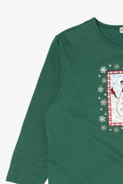 Vintage Dark Green Fashion Bug Snowmen Ugly Christmas Sweatshirt (1990s)