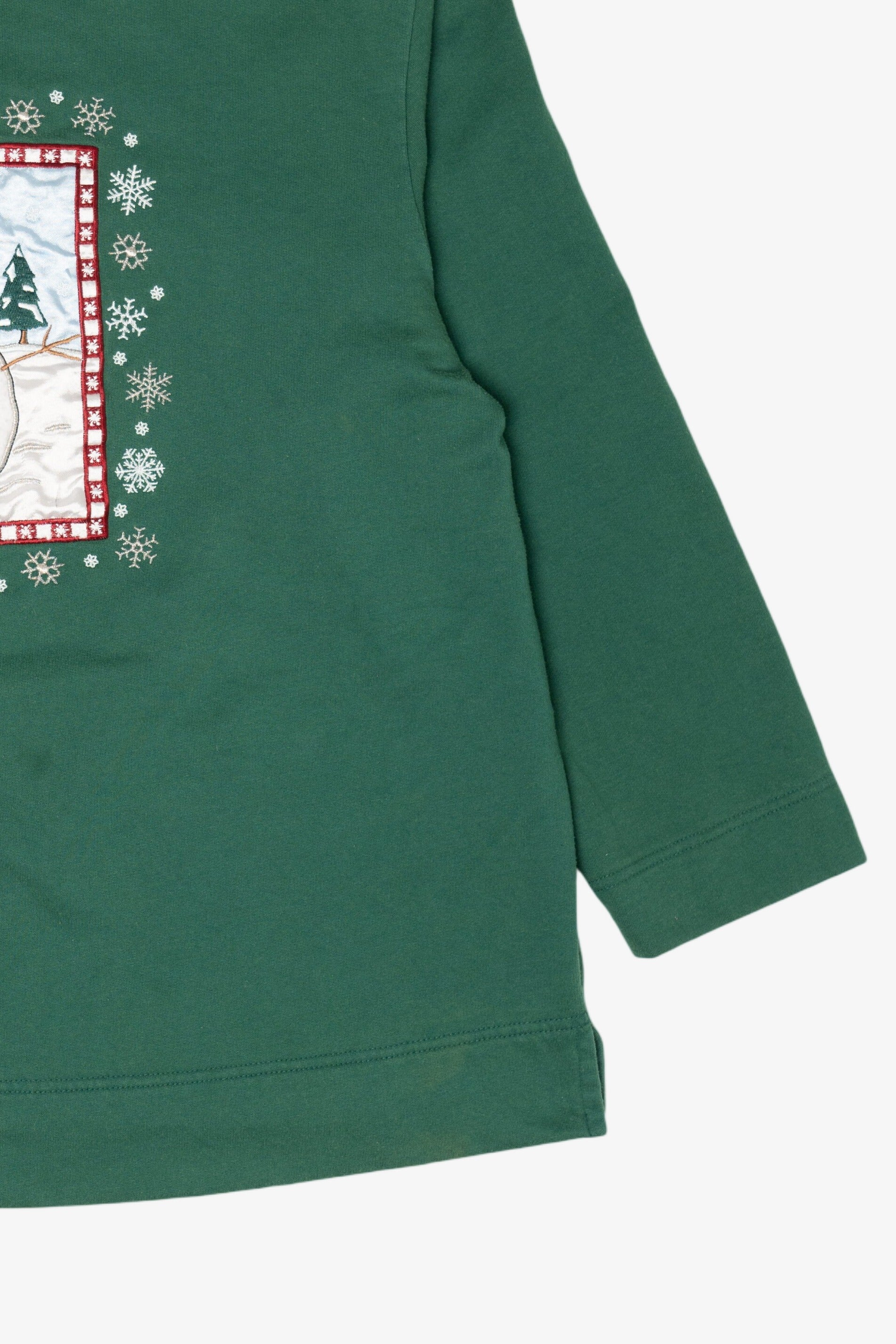 Vintage Dark Green Fashion Bug Snowmen Ugly Christmas Sweatshirt (1990s)