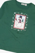 Vintage Dark Green Fashion Bug Snowmen Ugly Christmas Sweatshirt (1990s)
