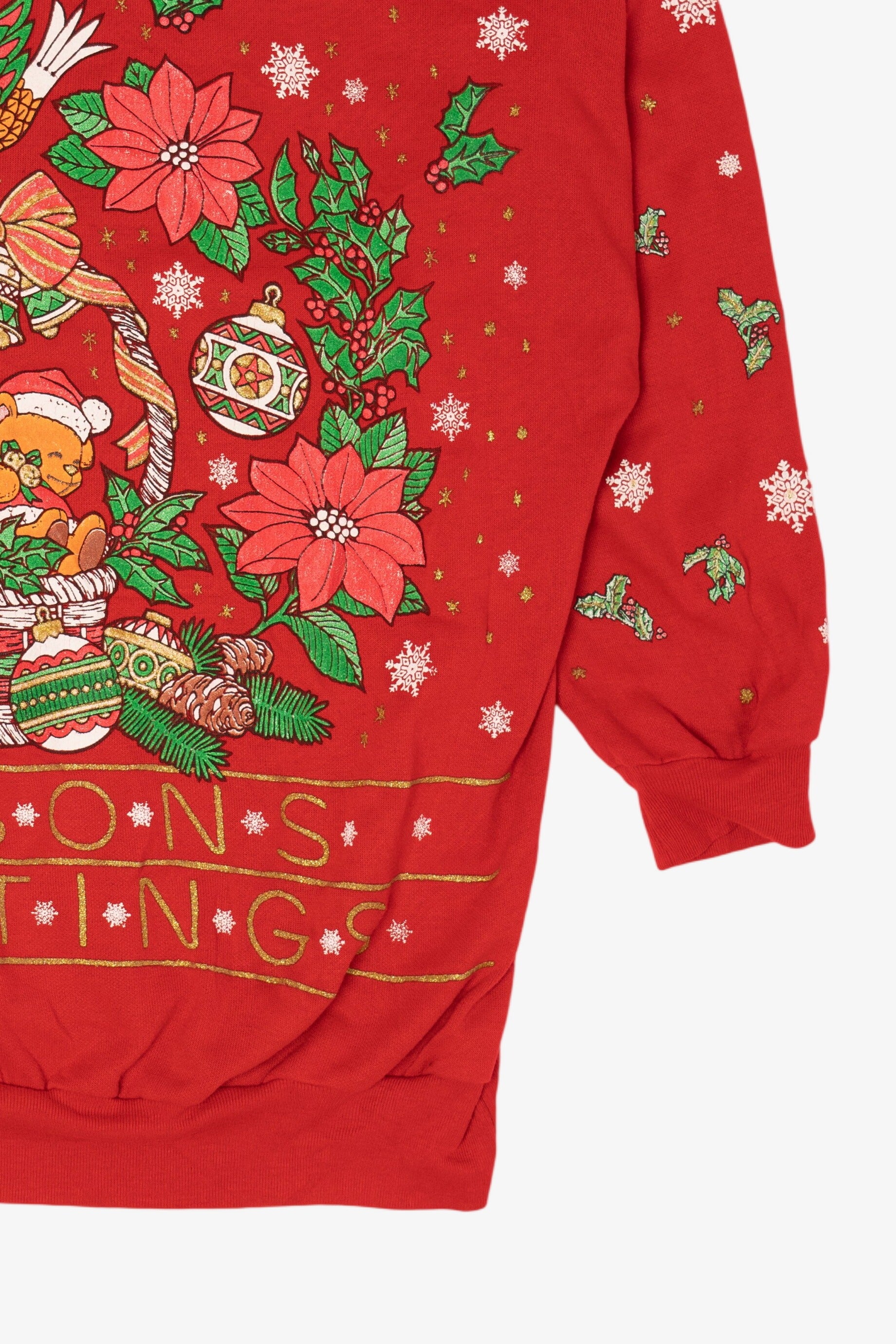 Vintage Red Nutcracker "Seasons Greetings" Ugly Christmas Sweatshirt (1990s)