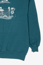 Vintage Teal Jerzees Winter Tractor Ugly Christmas Sweatshirt (1990s)