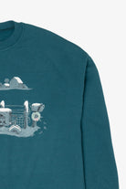 Vintage Teal Jerzees Winter Tractor Ugly Christmas Sweatshirt (1990s)
