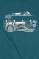 Vintage Teal Jerzees Winter Tractor Ugly Christmas Sweatshirt (1990s)