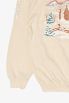 Vintage Embossed Winter Cabin Raglan Ugly Christmas Sweatshirt (1990s)