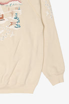 Vintage Embossed Winter Cabin Raglan Ugly Christmas Sweatshirt (1990s)