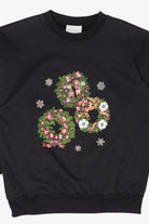 Vintage Black Basic Editions Wreaths Ugly Christmas Sweatshirt (1990s)