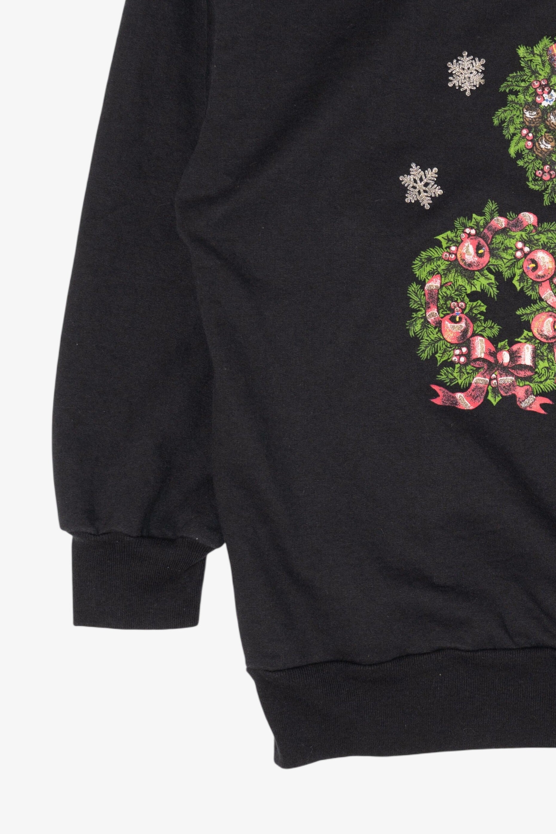 Vintage Black Basic Editions Wreaths Ugly Christmas Sweatshirt (1990s)