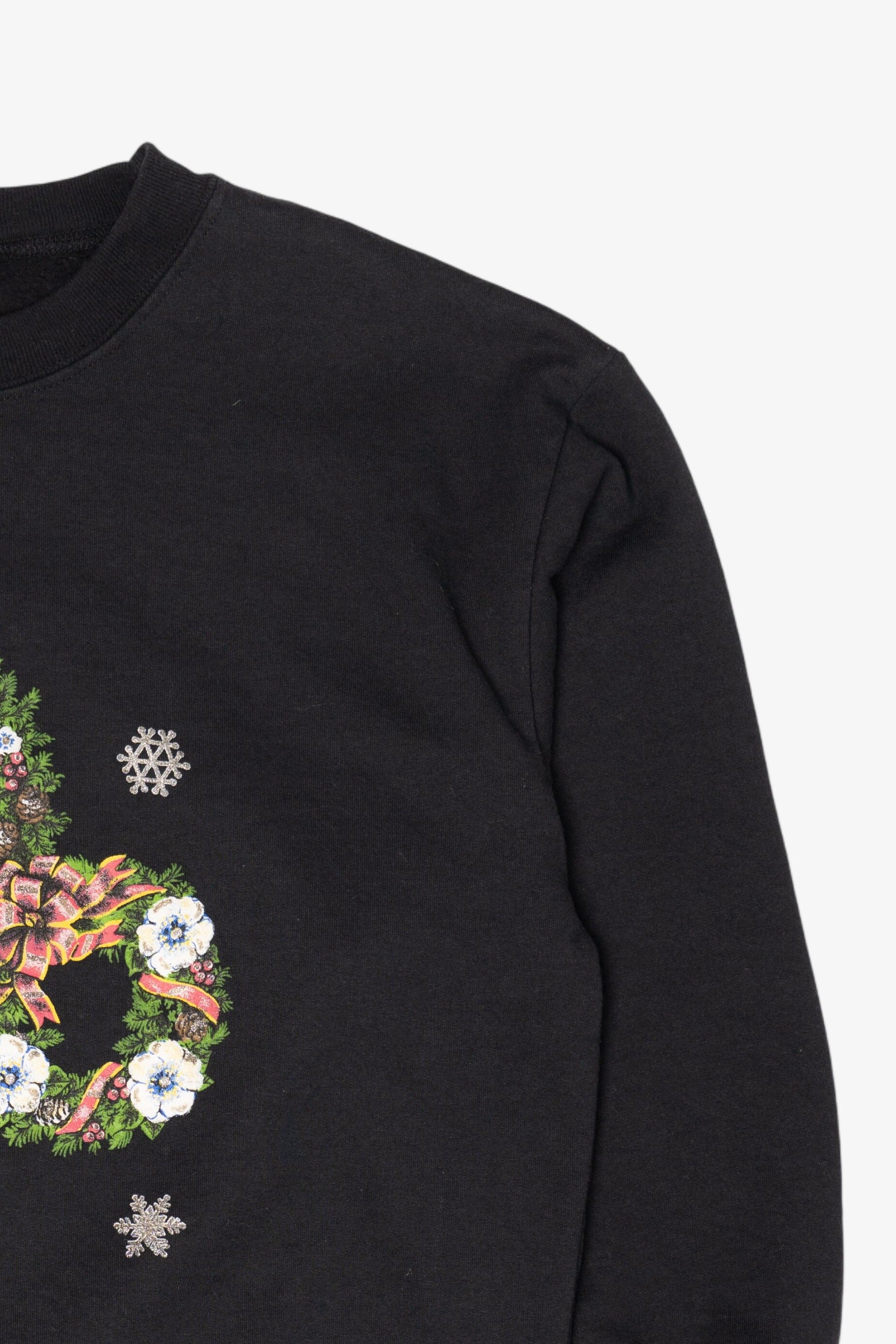 Vintage Black Basic Editions Wreaths Ugly Christmas Sweatshirt (1990s)