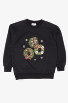 Vintage Black Basic Editions Wreaths Ugly Christmas Sweatshirt (1990s)