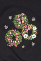 Vintage Black Basic Editions Wreaths Ugly Christmas Sweatshirt (1990s)