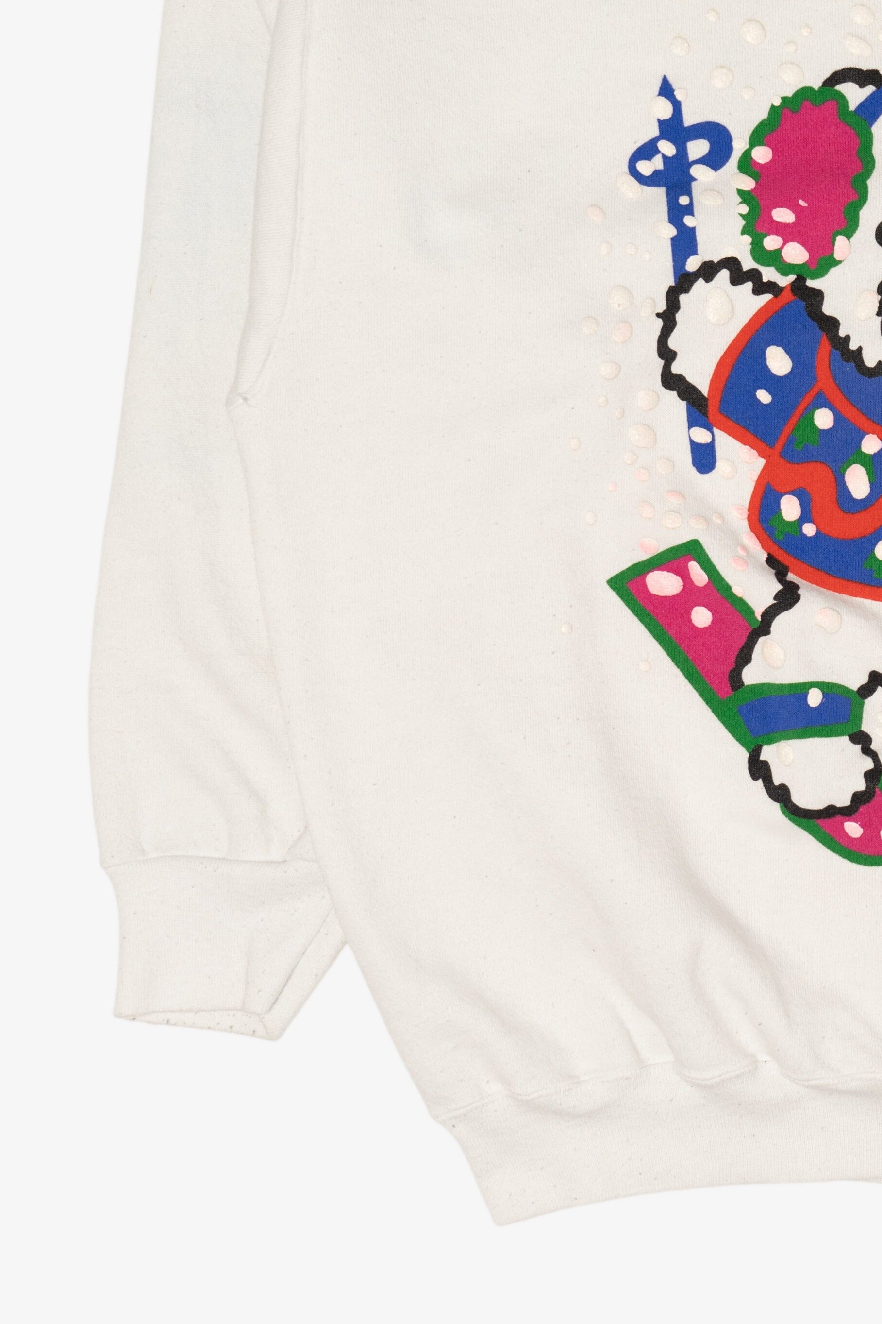Vintage White Tultex Bear Skiing Ugly Christmas Sweatshirt (1990s)