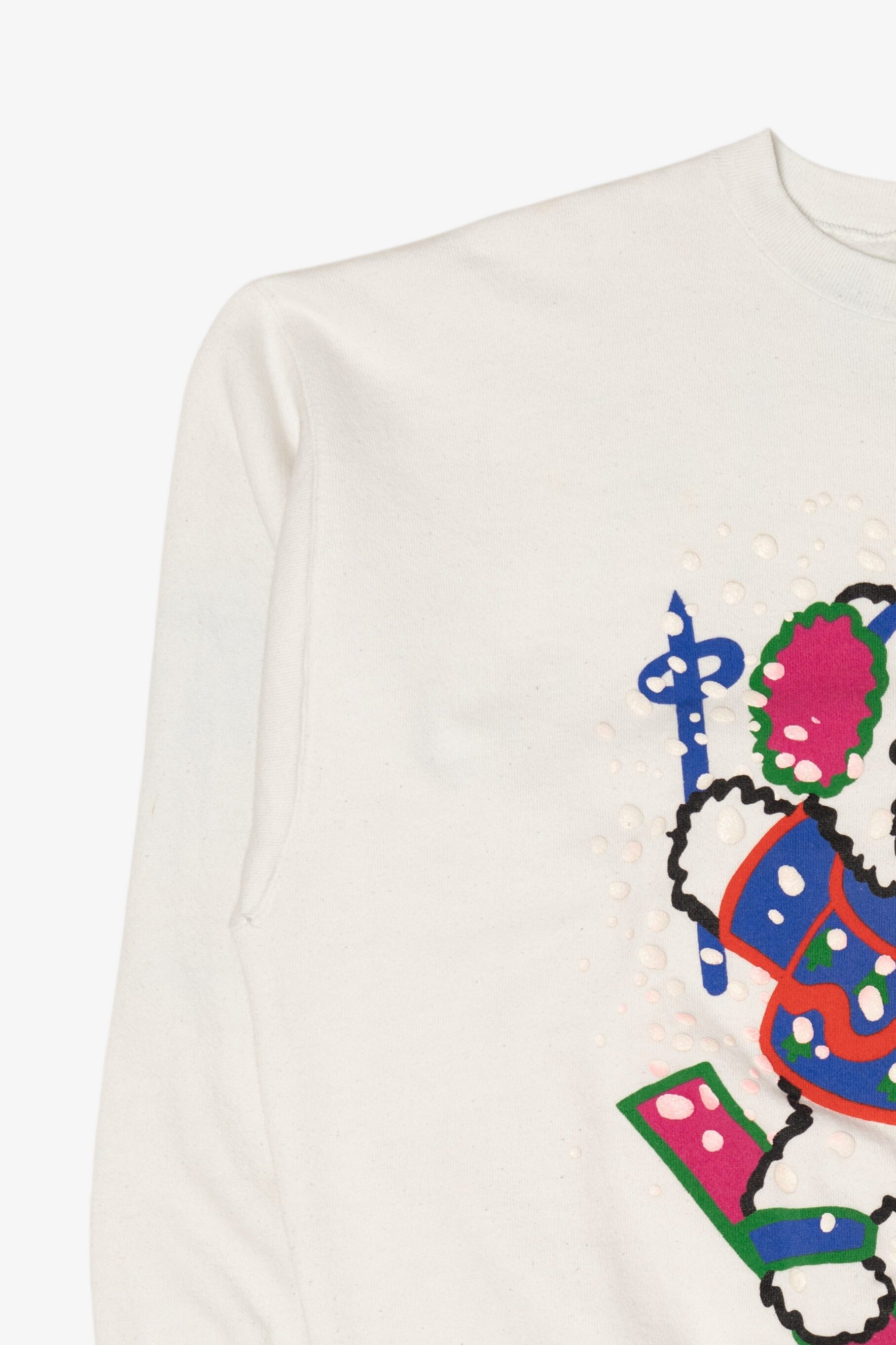 Vintage White Tultex Bear Skiing Ugly Christmas Sweatshirt (1990s)