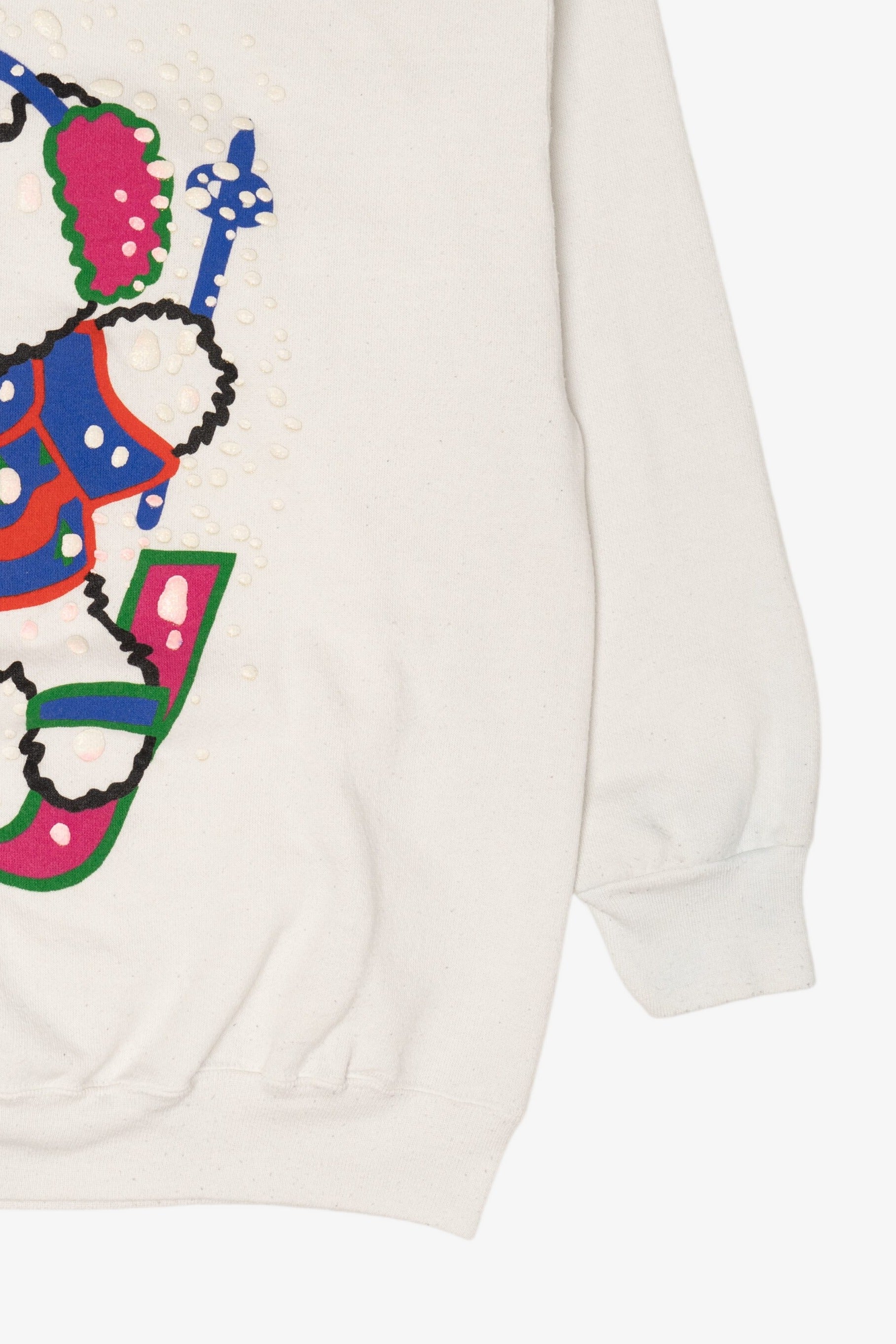 Vintage White Tultex Bear Skiing Ugly Christmas Sweatshirt (1990s)