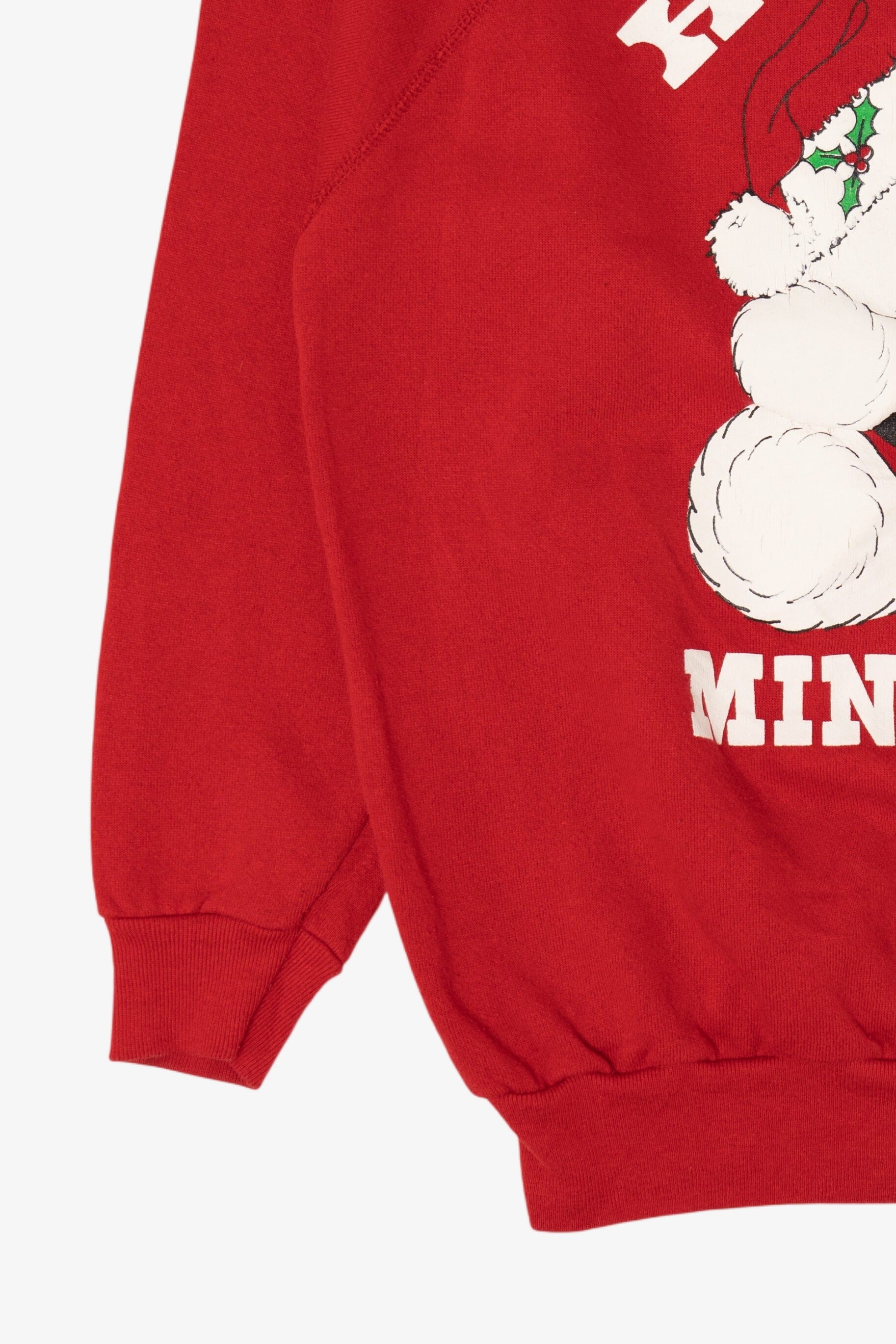 Vintage "Hug Me In Minnesota" Teddy Bear Raglan Ugly Christmas Sweatshirt (1990s)