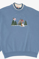 Vintage Light Blue Top Stitch Birds In Winter Ugly Christmas Sweatshirt (1990s)