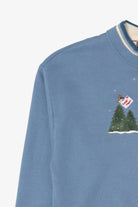 Vintage Light Blue Top Stitch Birds In Winter Ugly Christmas Sweatshirt (1990s)