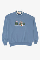 Vintage Light Blue Top Stitch Birds In Winter Ugly Christmas Sweatshirt (1990s)
