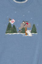 Vintage Light Blue Top Stitch Birds In Winter Ugly Christmas Sweatshirt (1990s)
