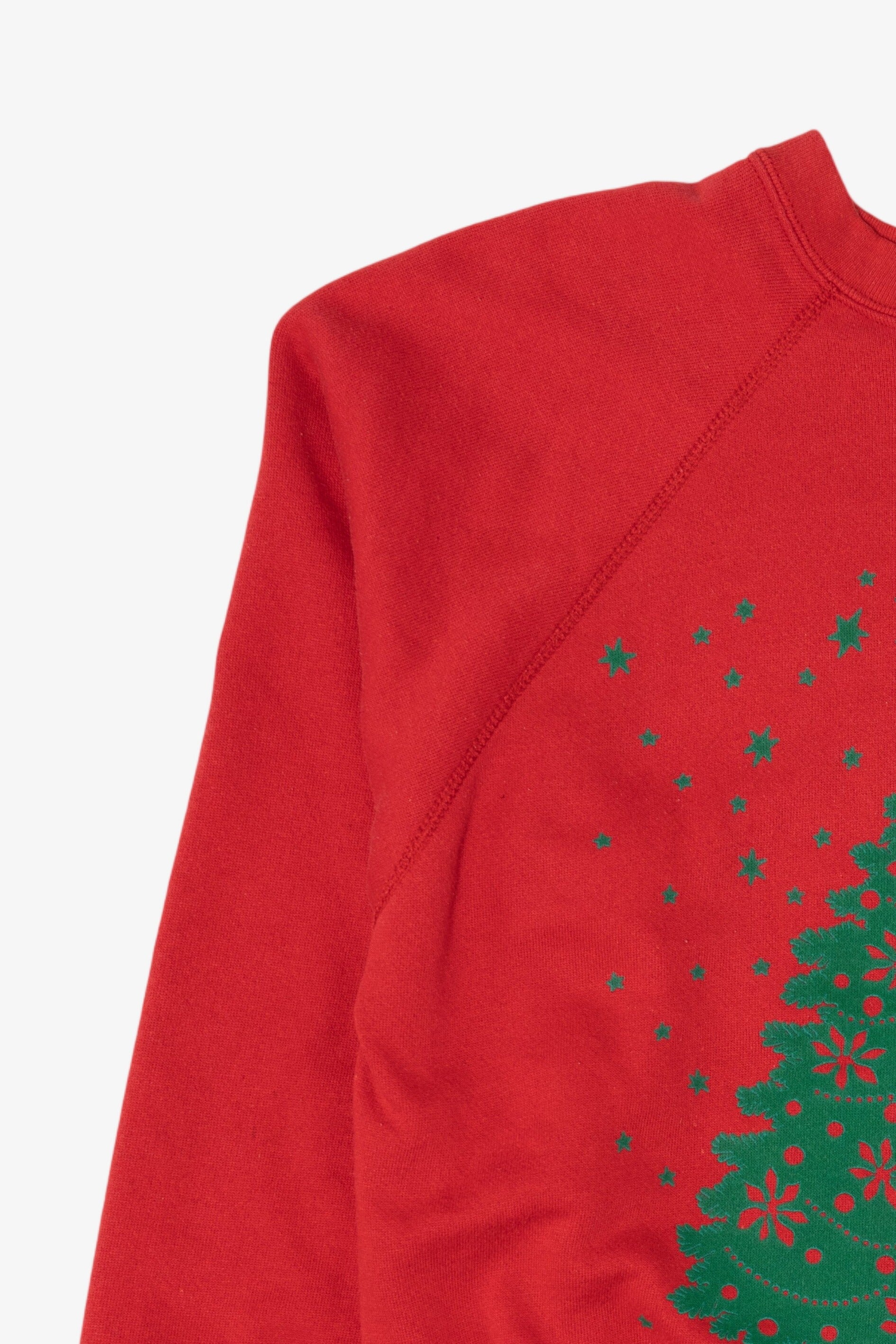 Vintage Red Tree Ugly Christmas Raglan Sweatshirt (1990s)