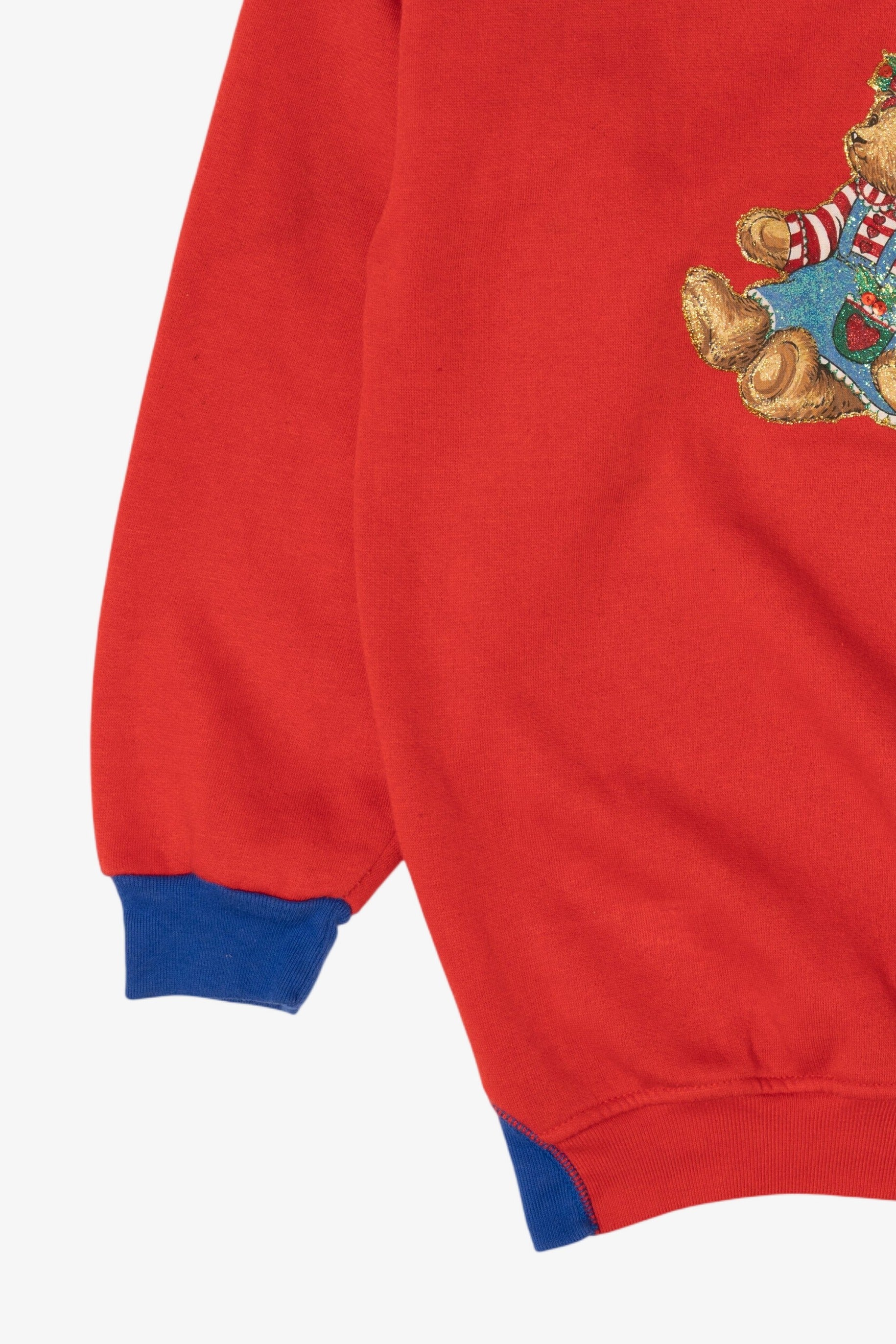 Vintage Red Fleece Forward Teddy Bears Ugly Christmas Sweatshirt (1980s)