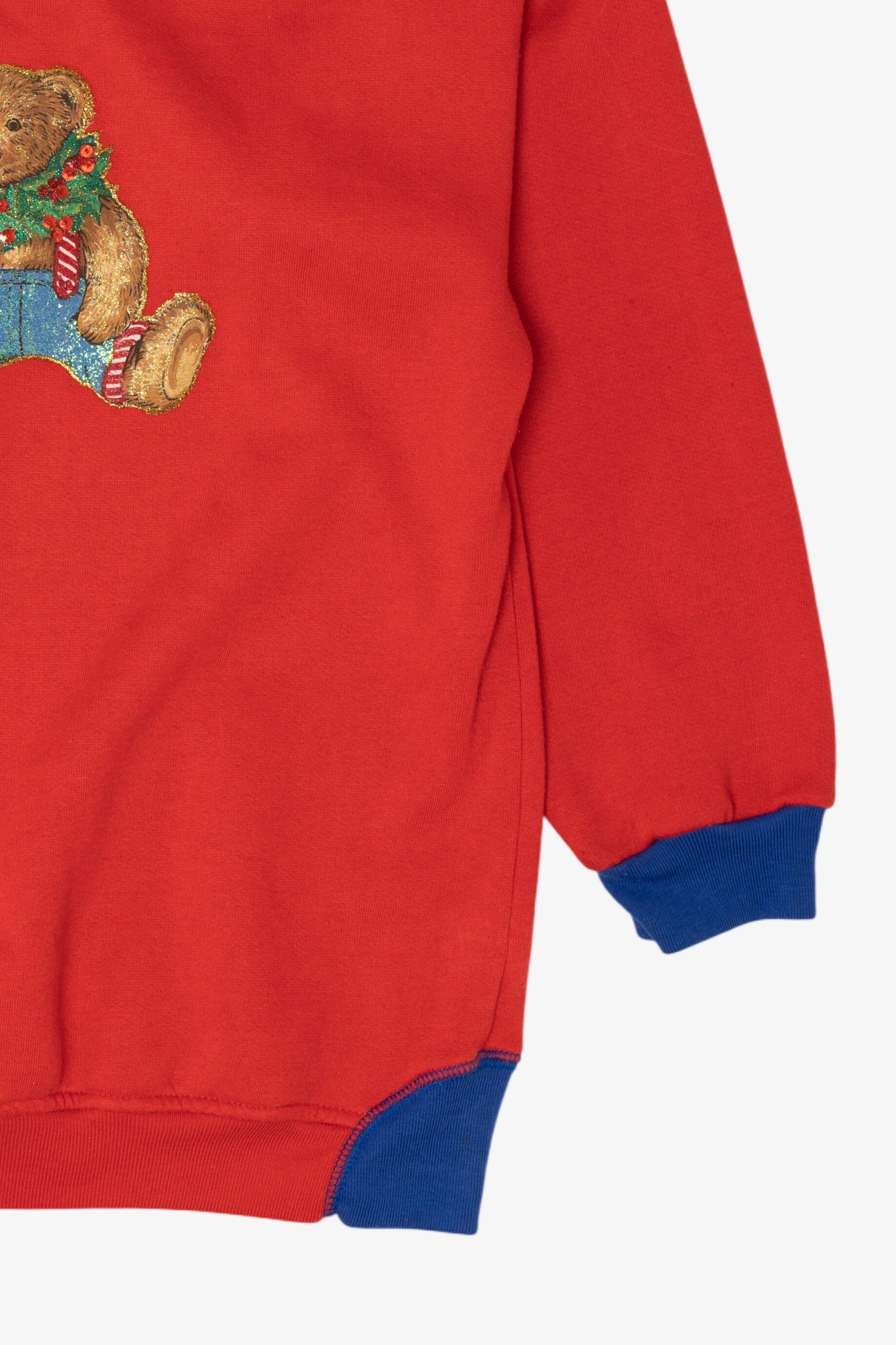 Vintage Red Fleece Forward Teddy Bears Ugly Christmas Sweatshirt (1980s)