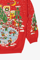 Vintage Red Embossed Nutcracker Panda Bears Ugly Christmas Sweatshirt (1990s)