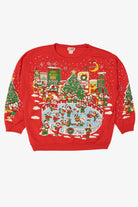 Vintage Red Embossed Nutcracker Panda Bears Ugly Christmas Sweatshirt (1990s)
