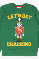 Green "Lets Get Cracking" Nutcracker Ugly Christmas Sweatshirt (2010s)