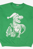 Green Dinosaur T-Rex Santa Ugly Christmas Sweatshirt (2010s)
