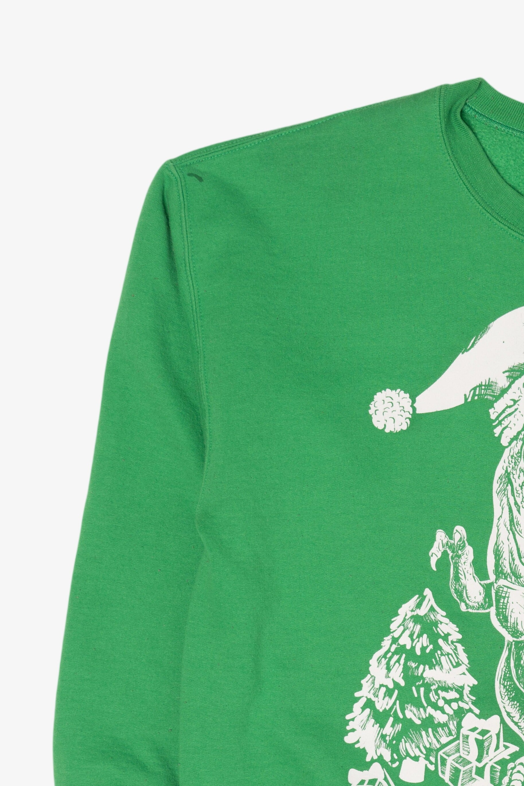 Green Dinosaur T-Rex Santa Ugly Christmas Sweatshirt (2010s)