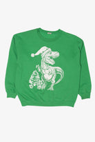 Green Dinosaur T-Rex Santa Ugly Christmas Sweatshirt (2010s)