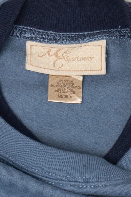 Vintage Blue M&C Sportswear Snowman Ugly Christmas Sweatshirt (1990s)