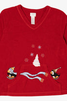 Vintage Red Jasmine Rose Penguins Ugly Christmas Pullover (2000s)