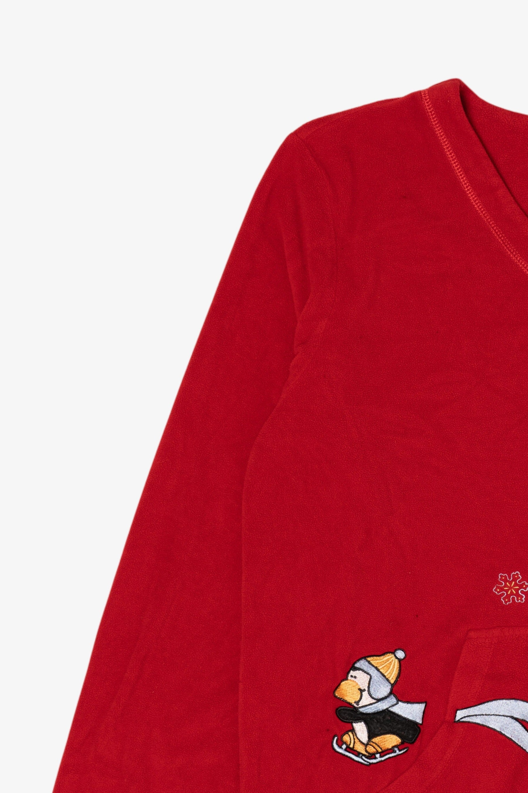 Vintage Red Jasmine Rose Penguins Ugly Christmas Pullover (2000s)