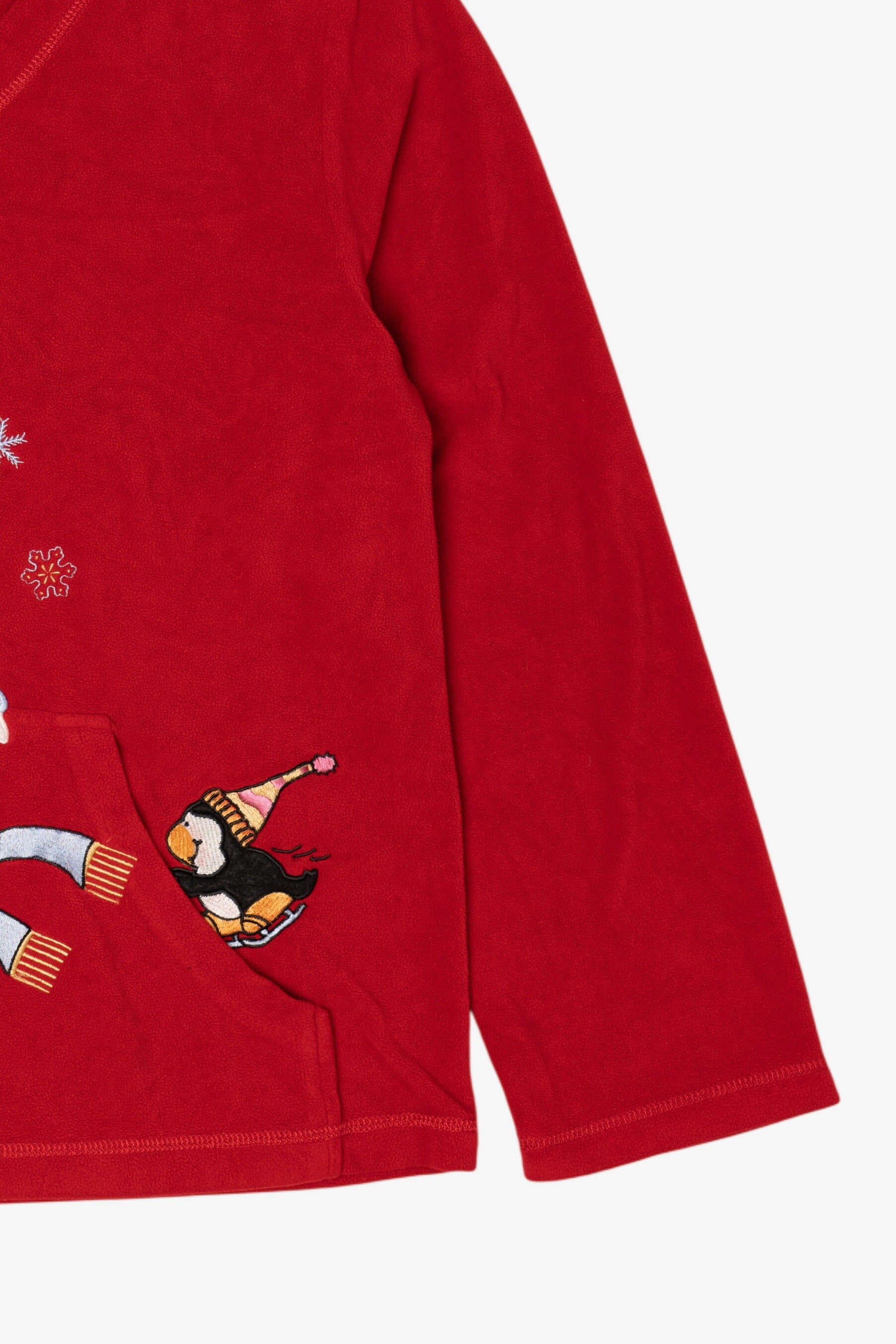 Vintage Red Jasmine Rose Penguins Ugly Christmas Pullover (2000s)