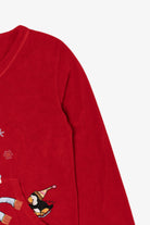 Vintage Red Jasmine Rose Penguins Ugly Christmas Pullover (2000s)