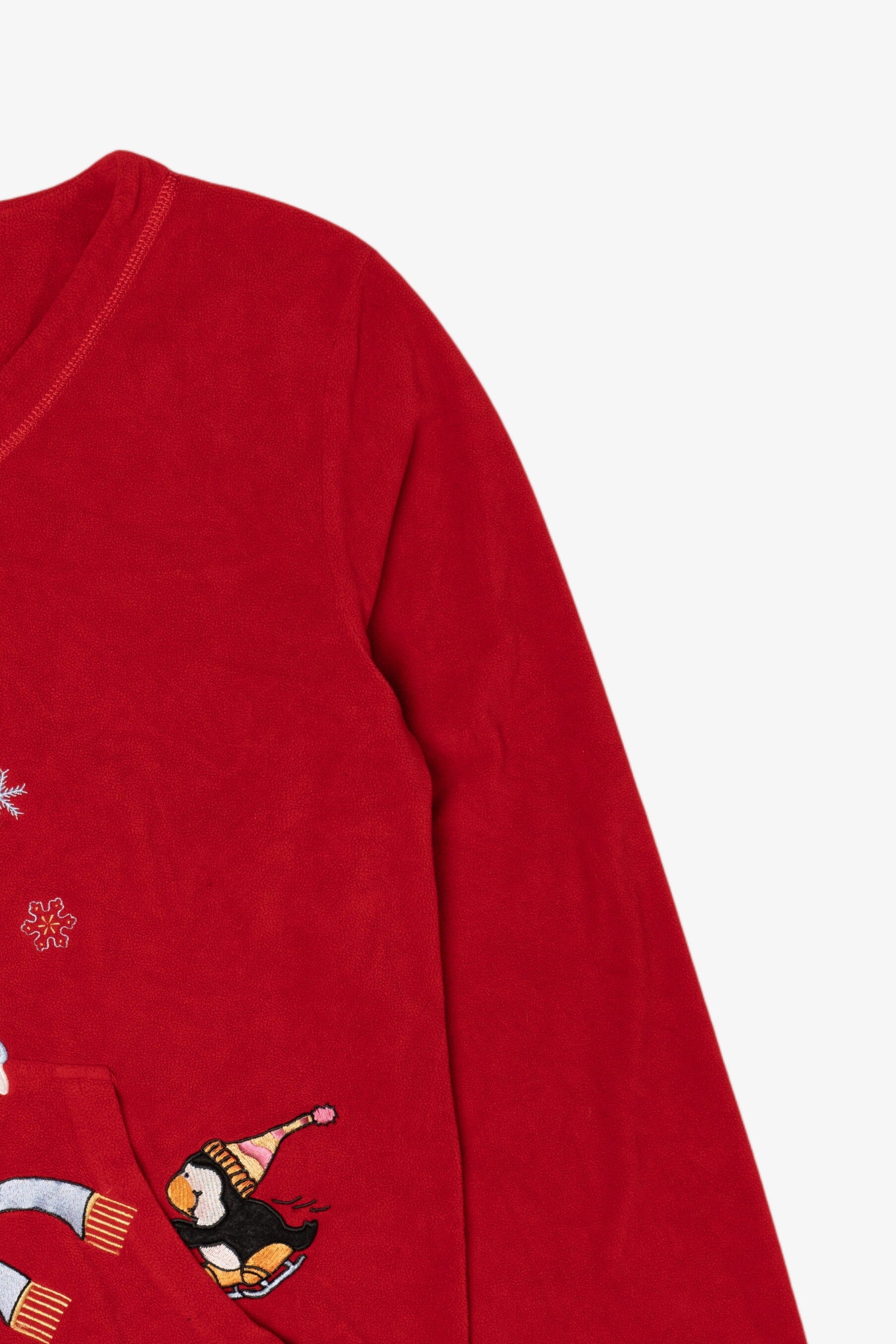 Vintage Red Jasmine Rose Penguins Ugly Christmas Pullover (2000s)