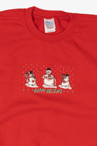 Red Gildan Snowmen Ugly Christmas Sweatshirt (2010s)