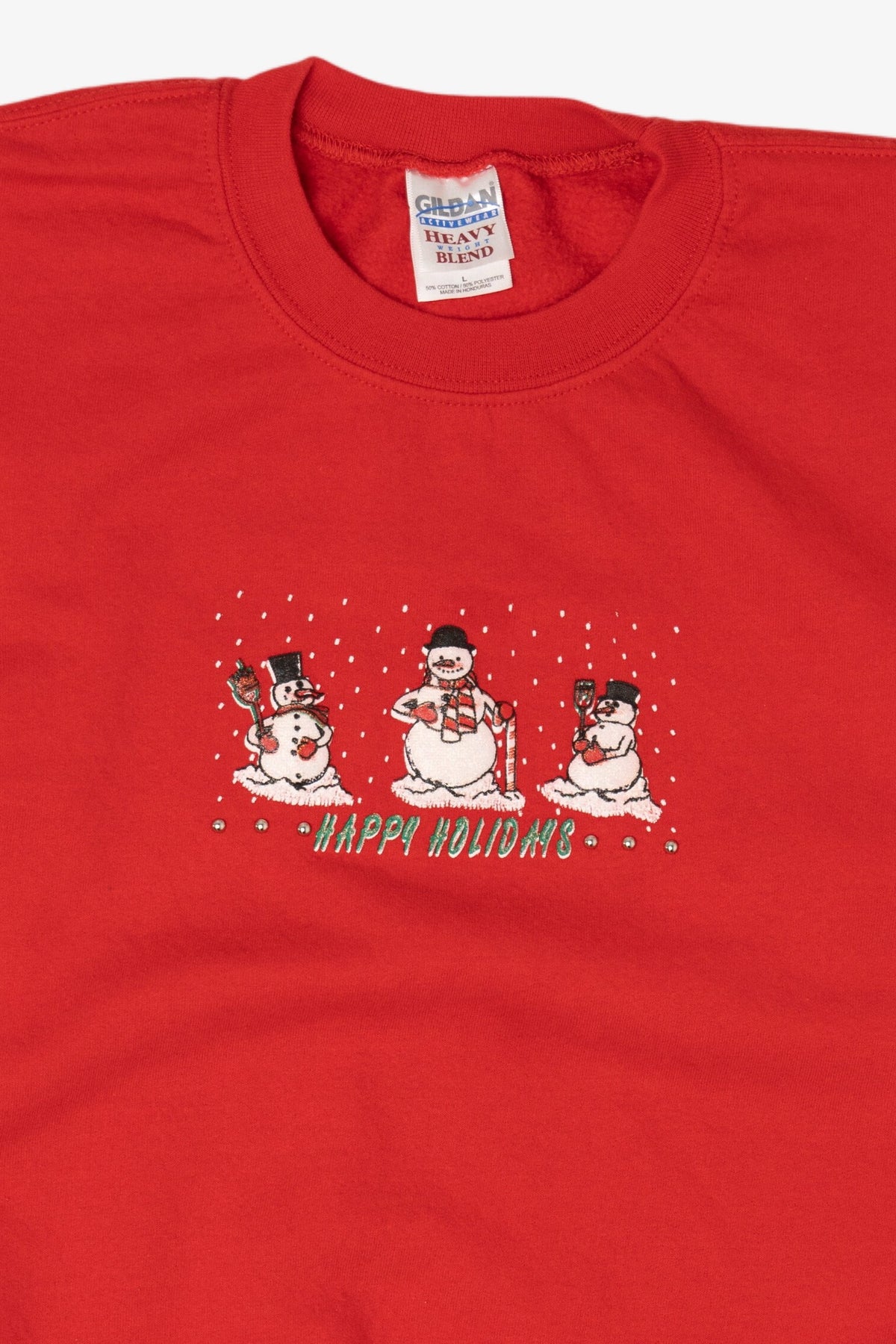 Red Gildan Snowmen Ugly Christmas Sweatshirt (2010s)