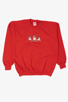 Red Gildan Snowmen Ugly Christmas Sweatshirt (2010s)