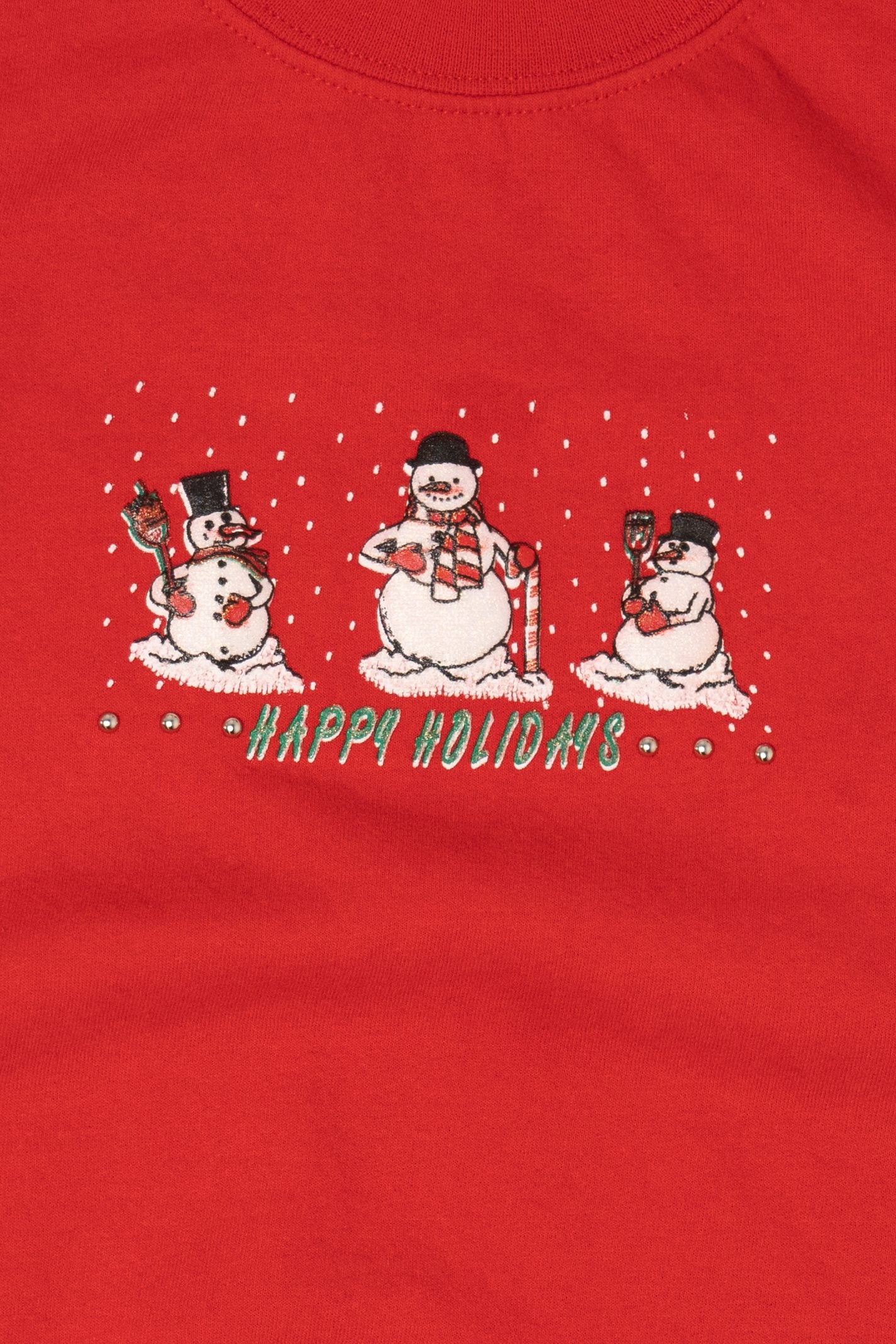 Red Gildan Snowmen Ugly Christmas Sweatshirt (2010s)