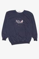 Vintage Navy Blue Hartfield Design Snowmen Ugly Christmas Sweatshirt (2000s)