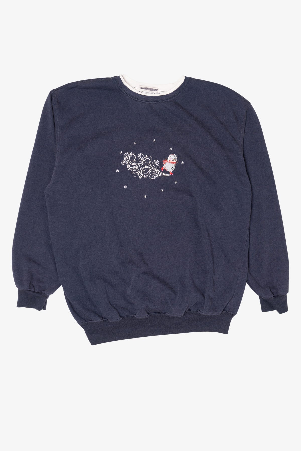Vintage Navy Blue Hartfield Design Snowmen Ugly Christmas Sweatshirt (2000s)