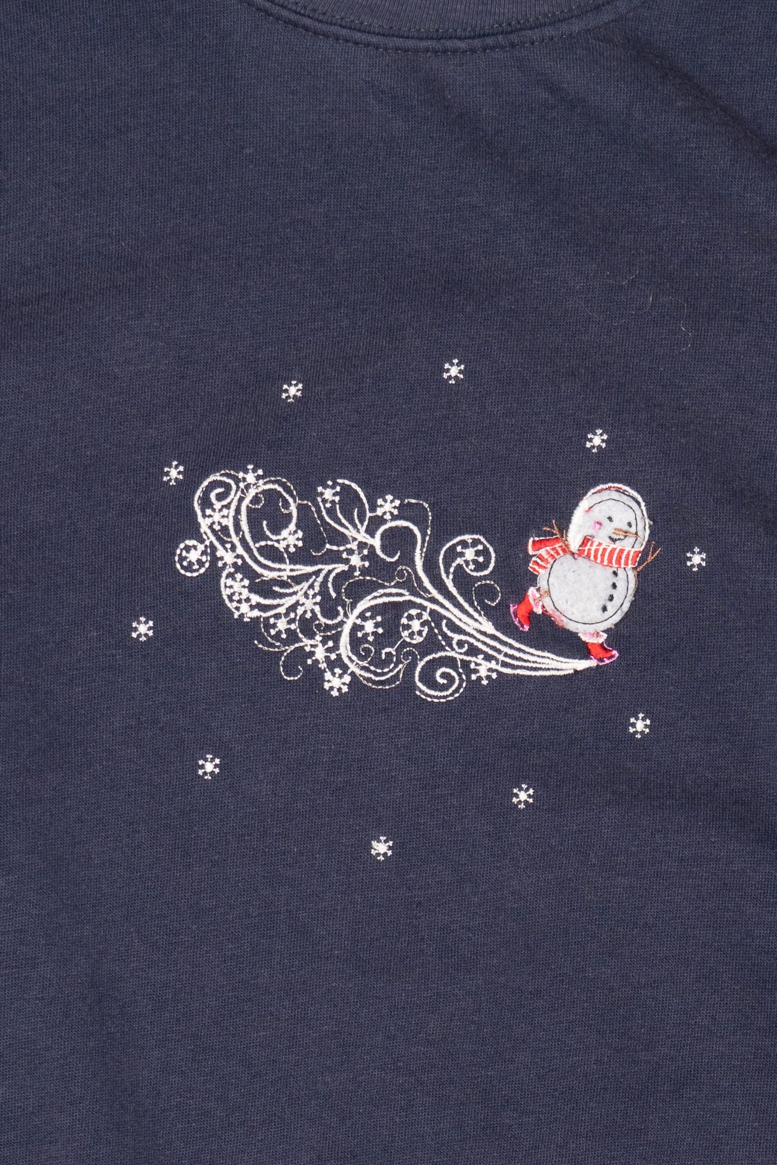 Vintage Navy Blue Hartfield Design Snowmen Ugly Christmas Sweatshirt (2000s)