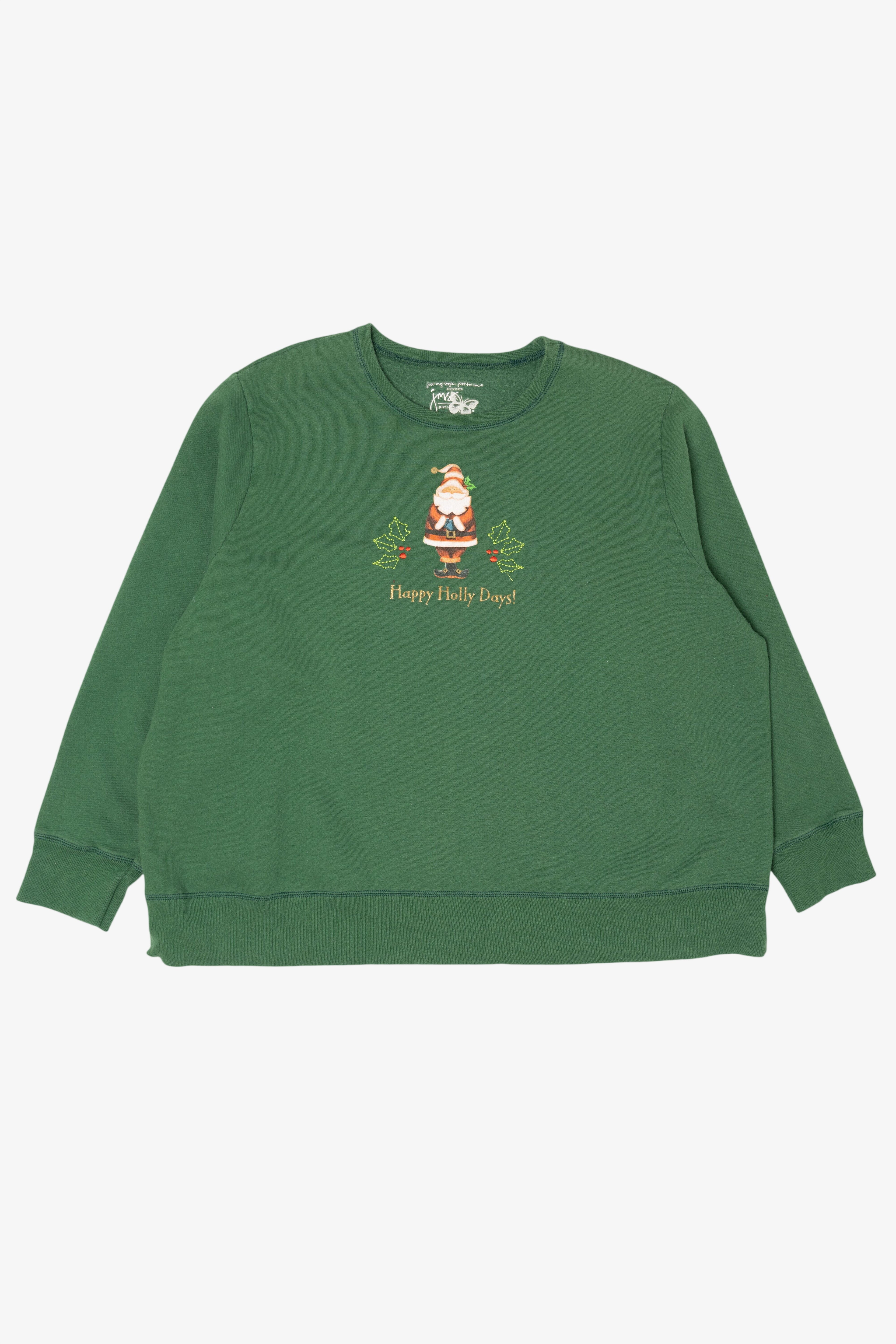 Green Just My Style Santa "Happy Holidays" Ugly Christmas Sweatshirt (2010s)