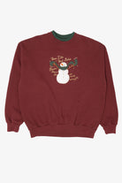 Vintage Burgundy "Star Light Star Bright" Snowmen Ugly Christmas Sweatshirt (1990s)
