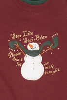Vintage Burgundy "Star Light Star Bright" Snowmen Ugly Christmas Sweatshirt (1990s)