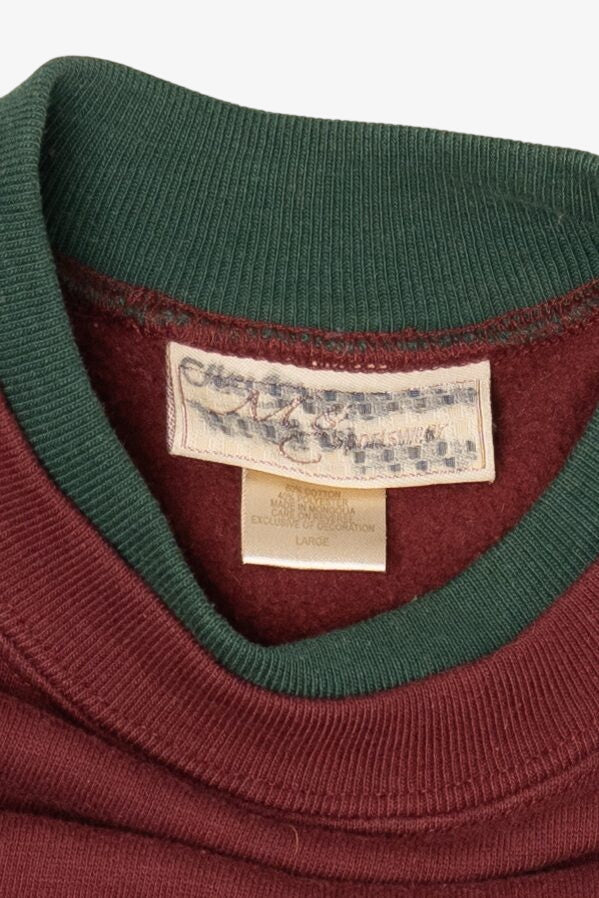 Vintage Burgundy "Star Light Star Bright" Snowmen Ugly Christmas Sweatshirt (1990s)