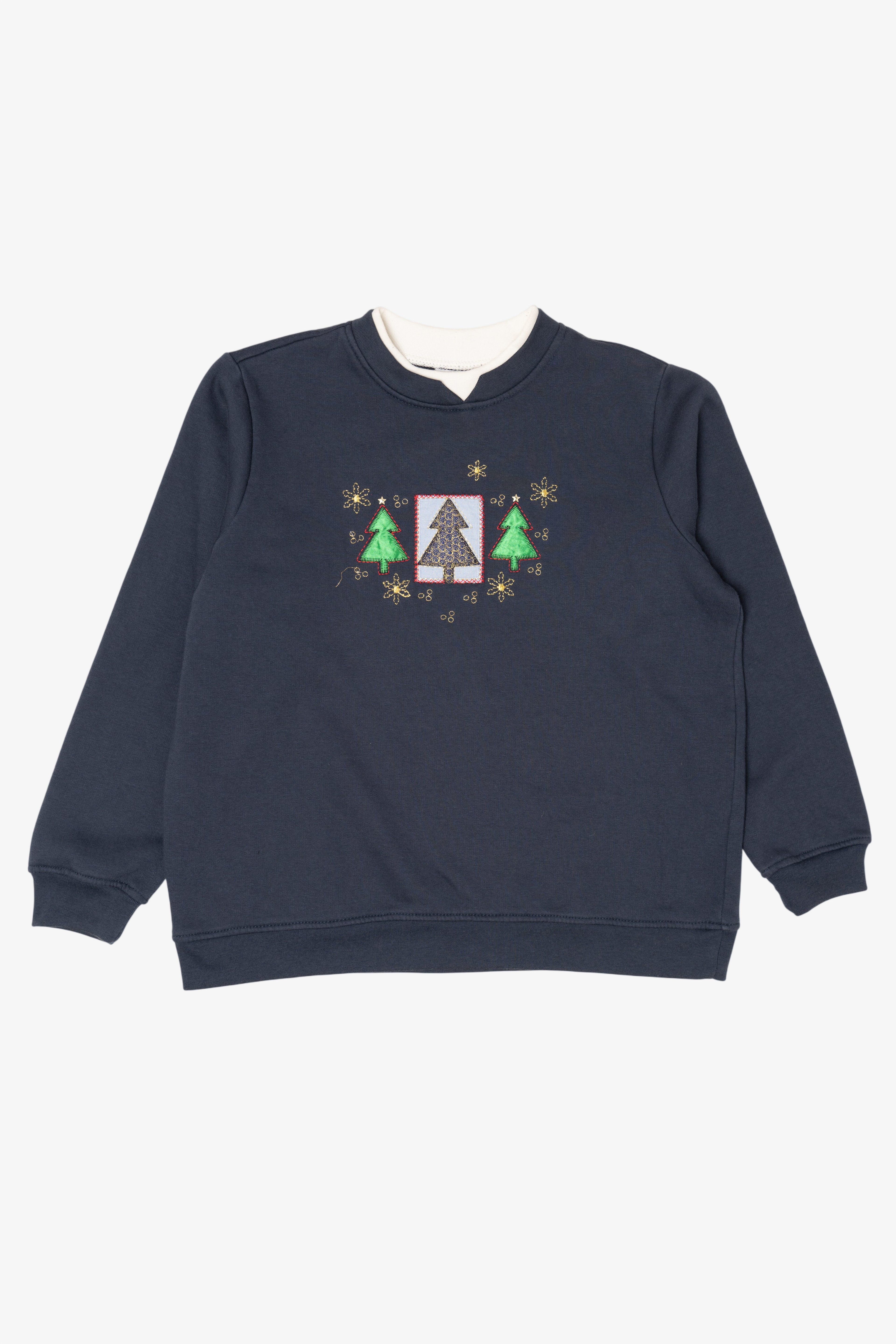 Navy Blue Kim Rogers Trees Ugly Christmas Sweatshirt (2010s)
